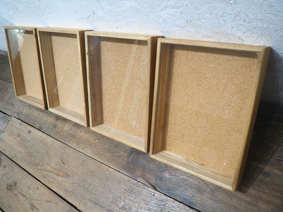 1389 ①蓋付 レトロな標本ケース(小)4個セット　ガラスケース　コレクション