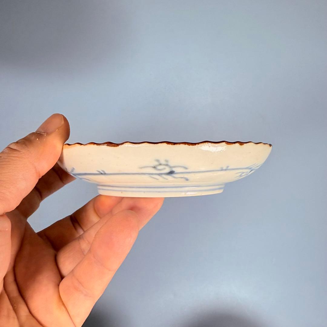 古伊万里　染錦　菖蒲　竹鳥図　直径12.3㎝　赤絵　6枚　古器を楽しむ