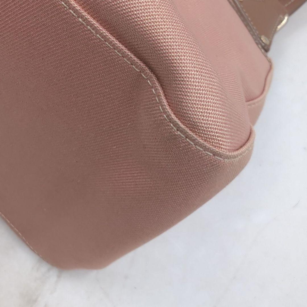 バーバリーブルーレーベル トート ハンドバッグ 金具 ロゴ キャンバス ピンク