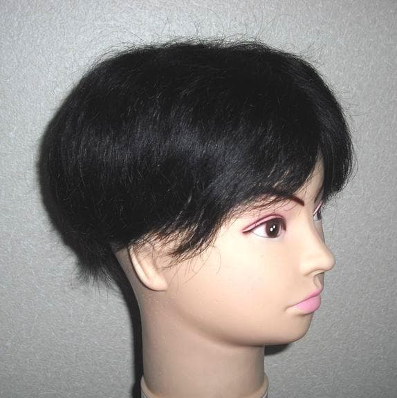 新品　人毛　２2X20㎝　男性部分　かつら　ゆるウエーブ　カット調整済み