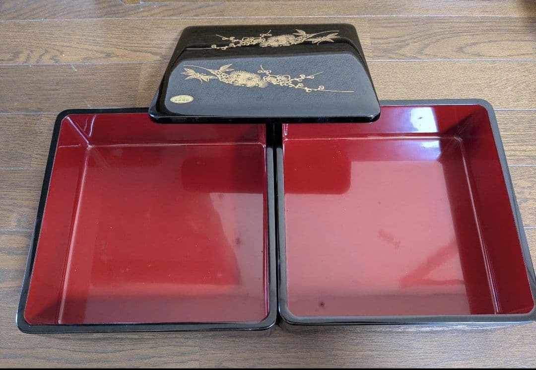 未使用 ☆ 2段重箱 菊華堂 孔雀屋利吉 漆巧 本金蒔絵