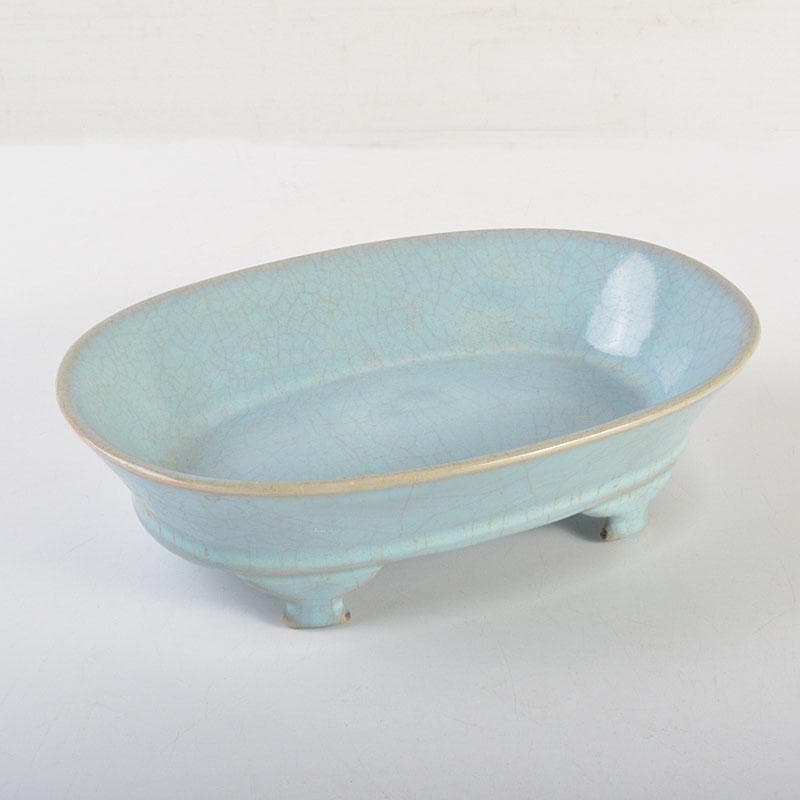 大発　中国　汝窯　天青釉　青磁　水盤　筆洗　水仙盆　C 6728E