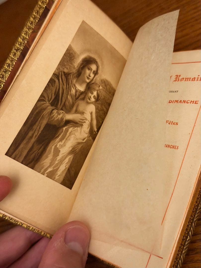 1910年 フランス アンティーク 革張り 典礼書 ミゼル 祈祷書 聖書