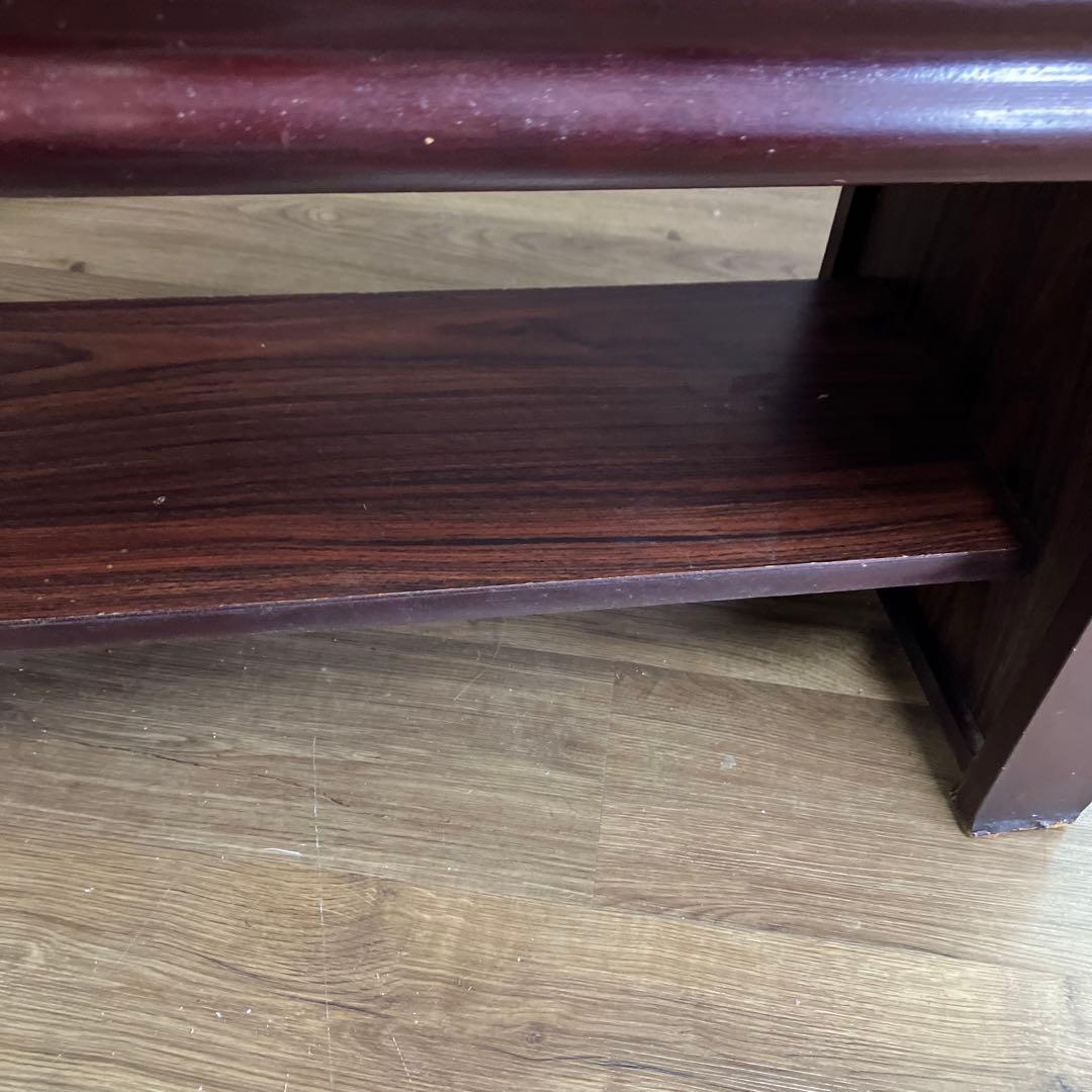 C-4アンティーク センターテーブル 大理石柄天板 マガジンラック付ローテーブル