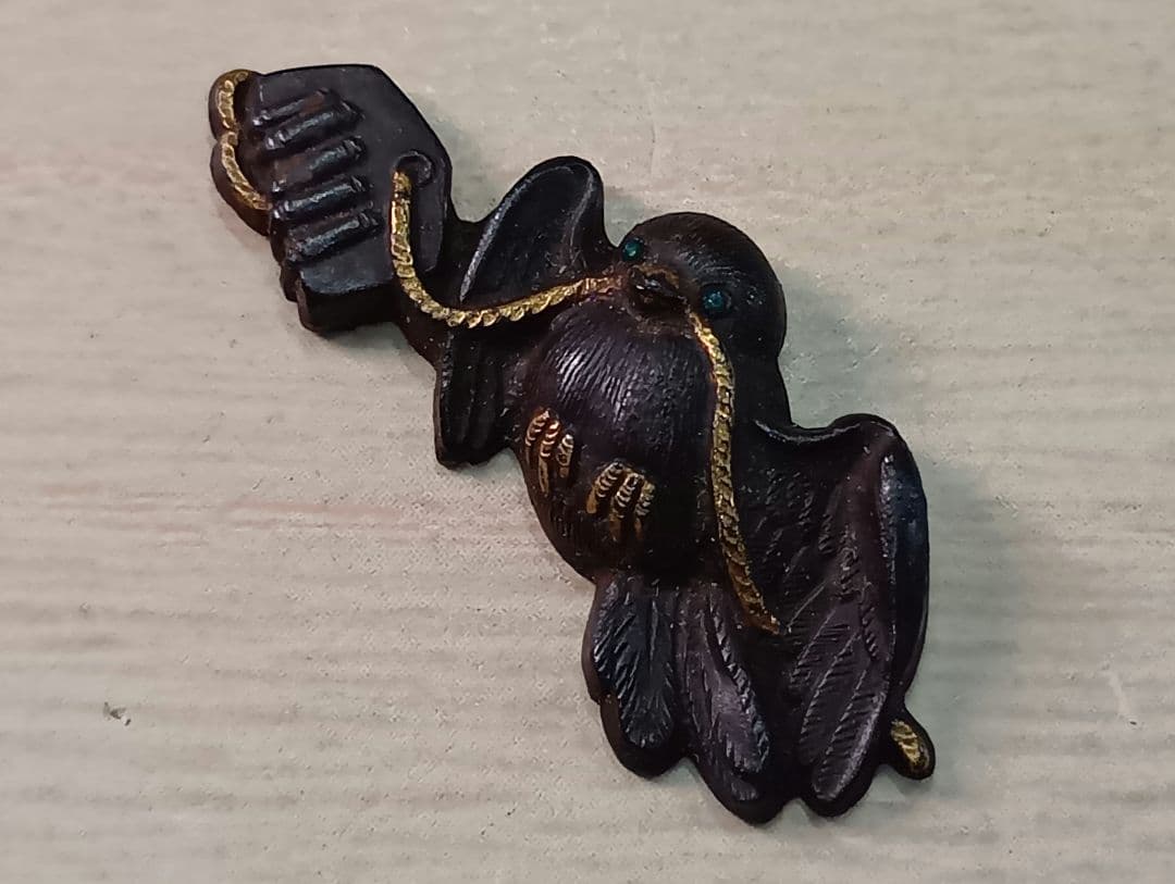 煙草入れ／超絶技巧鳥前金具／在銘あり　皆元