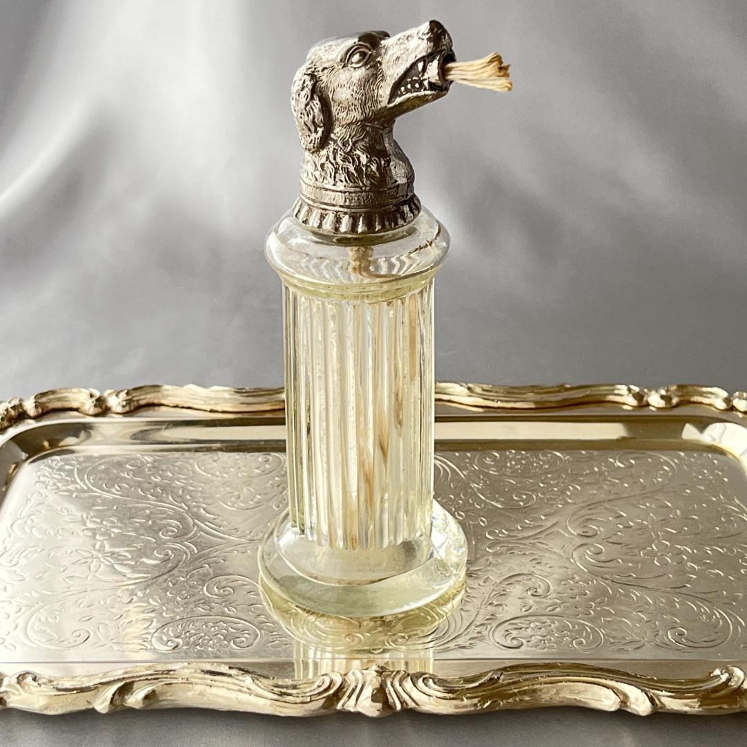 【英国】レトリバー テーブルシガーライター【シルバープレート / ガラス】犬
