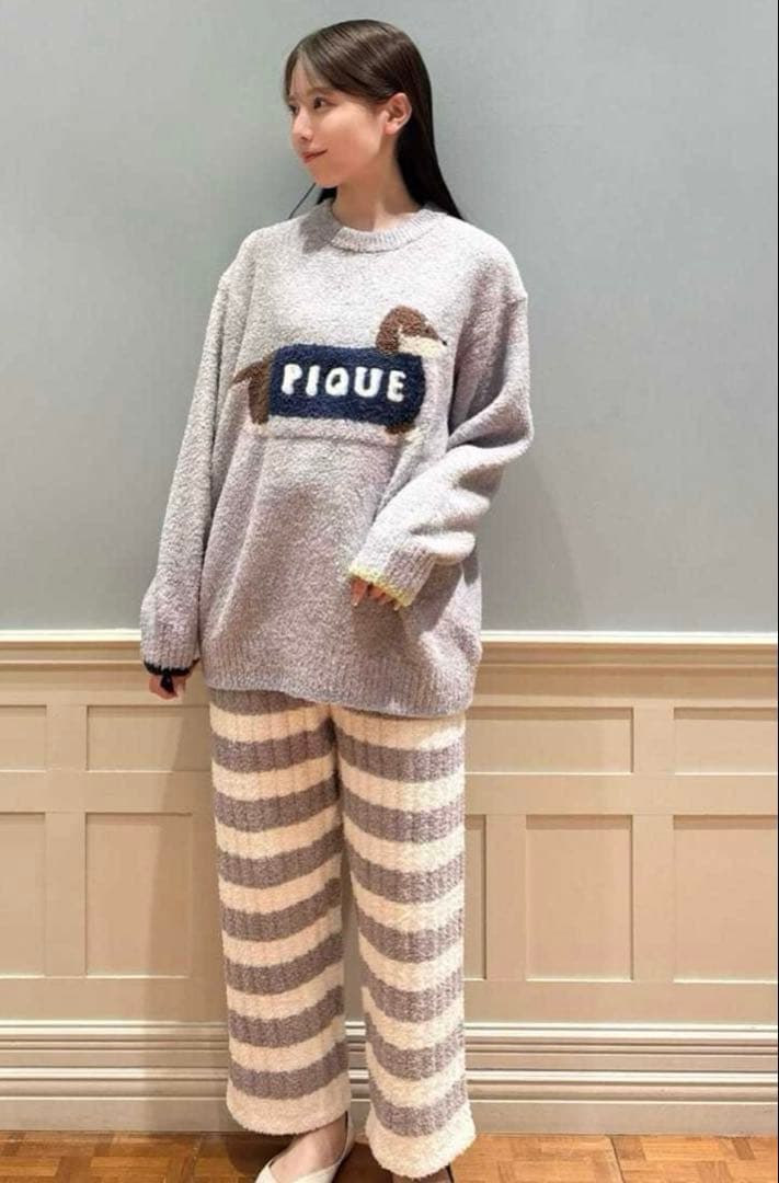 ベビモコダックスフンドジャガードプルオーバー&ベビモコリブボーダーロングパンツ