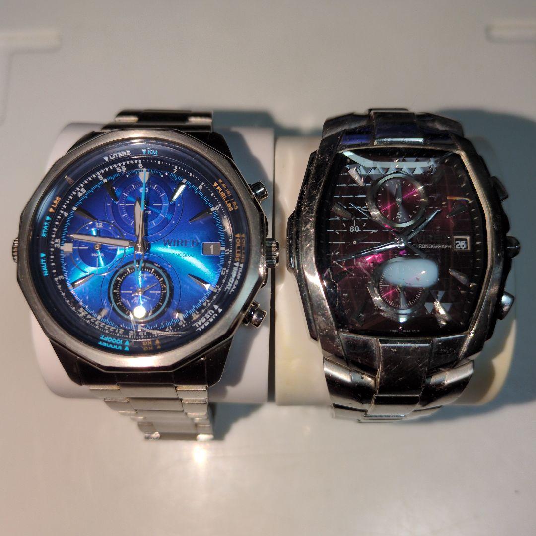 WIRED クロノグラフ腕時計 2個セット 文字盤青と紫