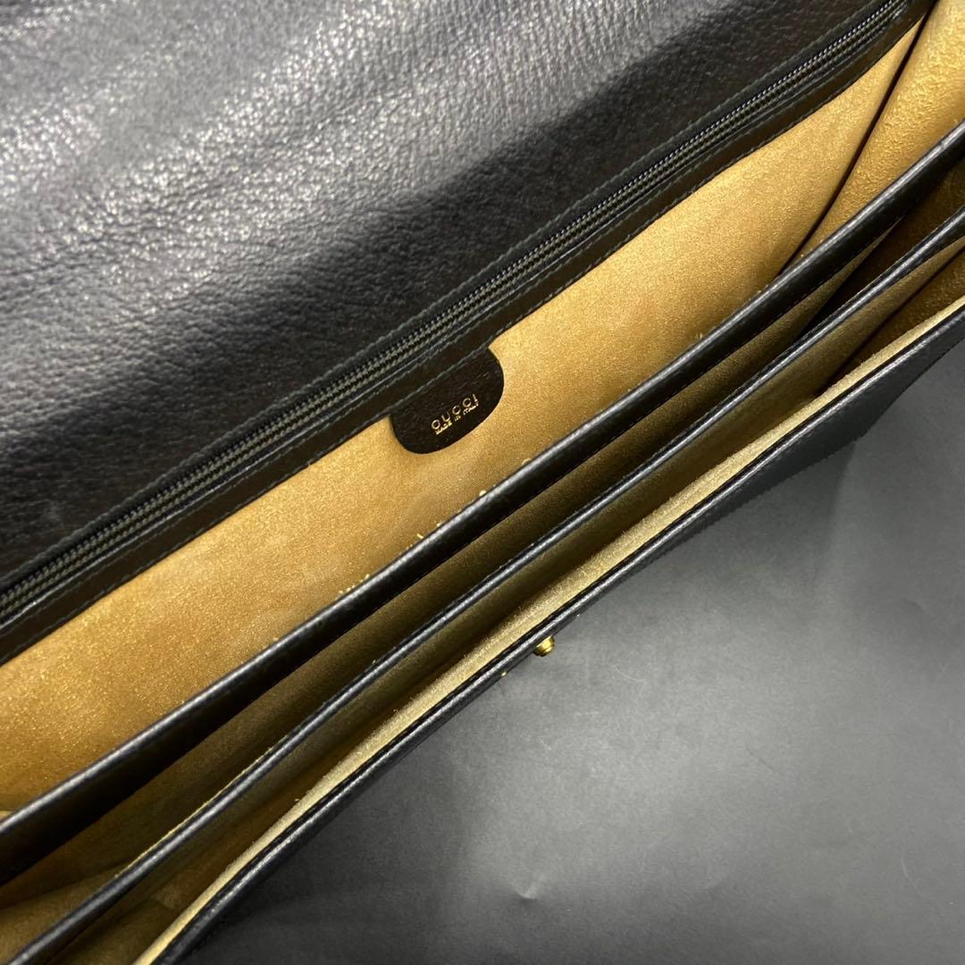 【美品】グッチ ビジネスバッグ A4収納可能 ブラック レザー