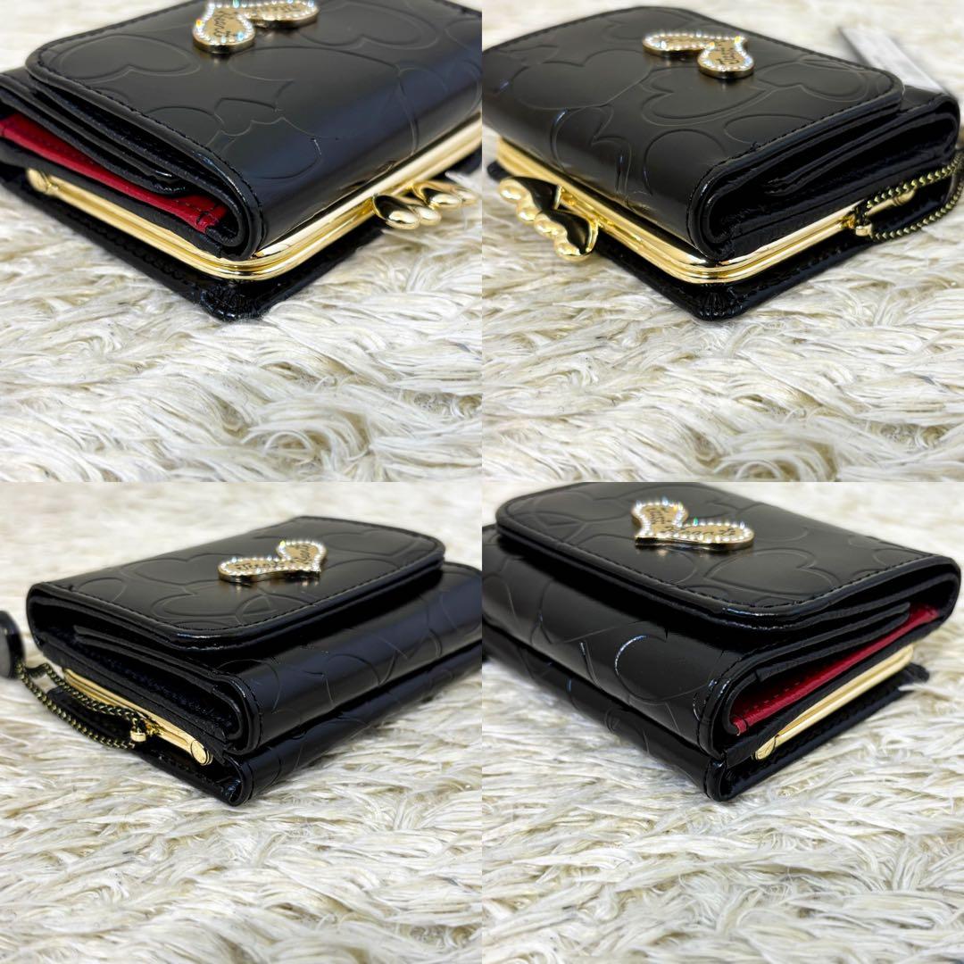 現行【未使用】シンクビー 三つ折り財布 ハーティハート ブラック 黒 がま口