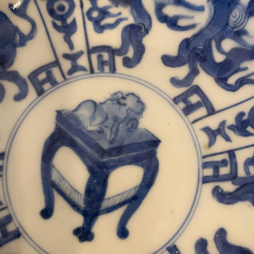 芙蓉手　古美術 皿 細工　染付　希少品　5客