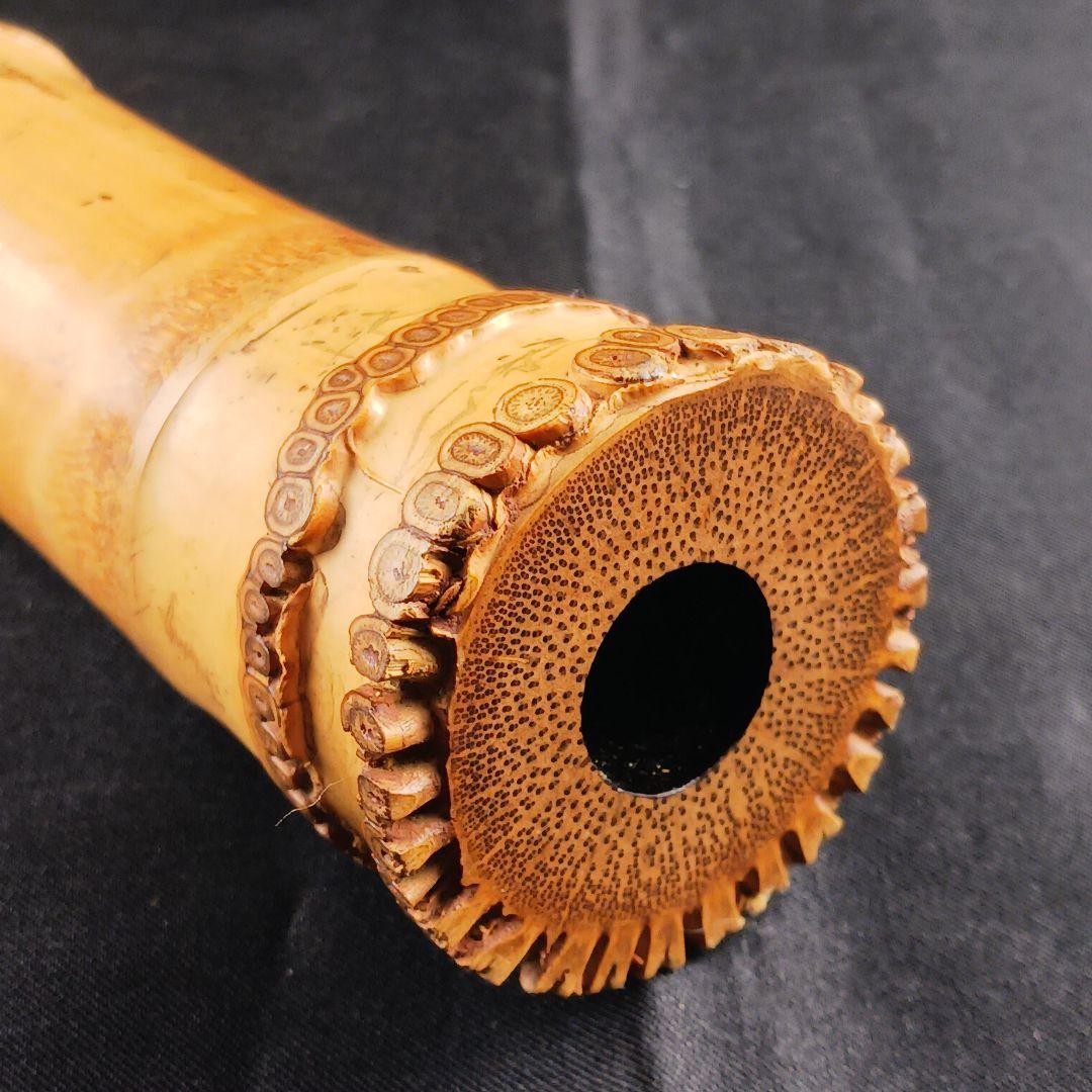 Y3110-5 琴古流 尺八 在銘 銀三線 全長64㎝ 竹製