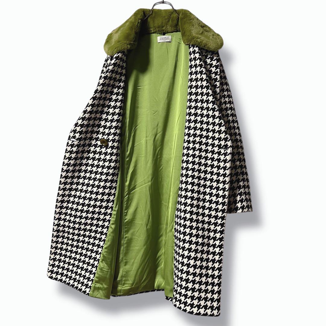 美品❤️イタリア製❤️FRANCO FERRARO チェスターコート ファー 千鳥柄