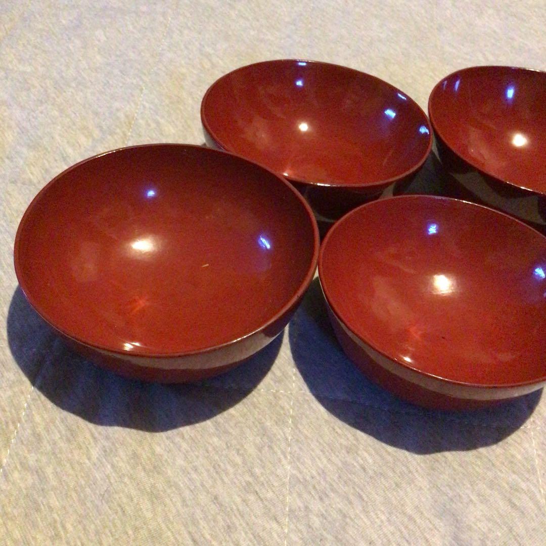 赤漆塗　底厚　お椀色々　蔵から発見　昭和初期　大正　明治　レトロ品！希少！