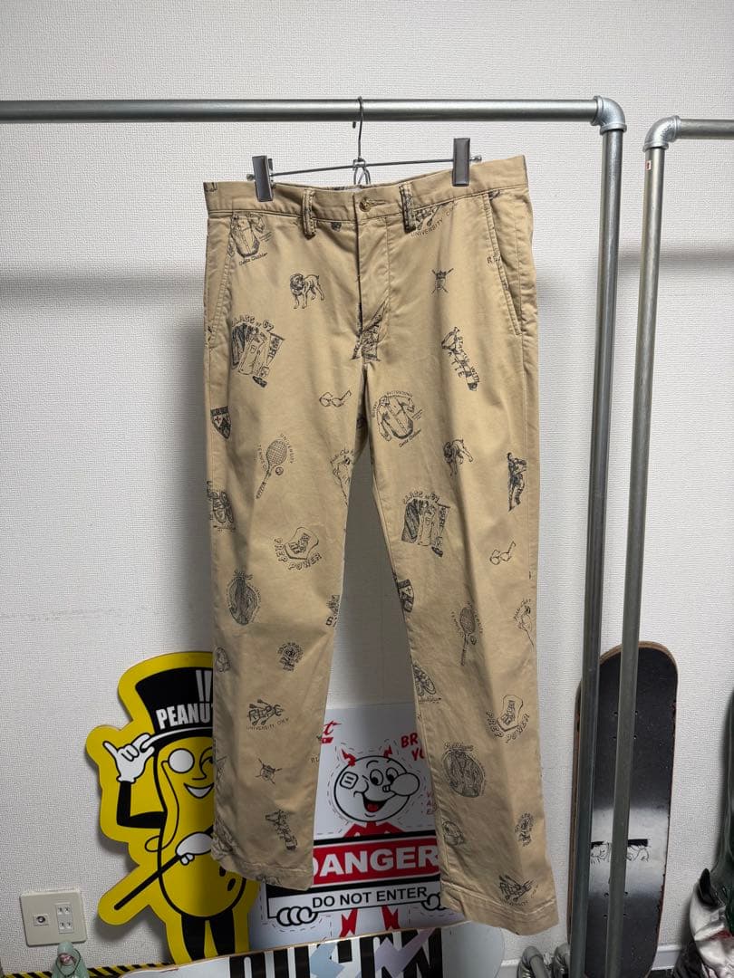 POLO RALPH LAUREN チノパンツ 総柄　手描き　トラウザーズ　32