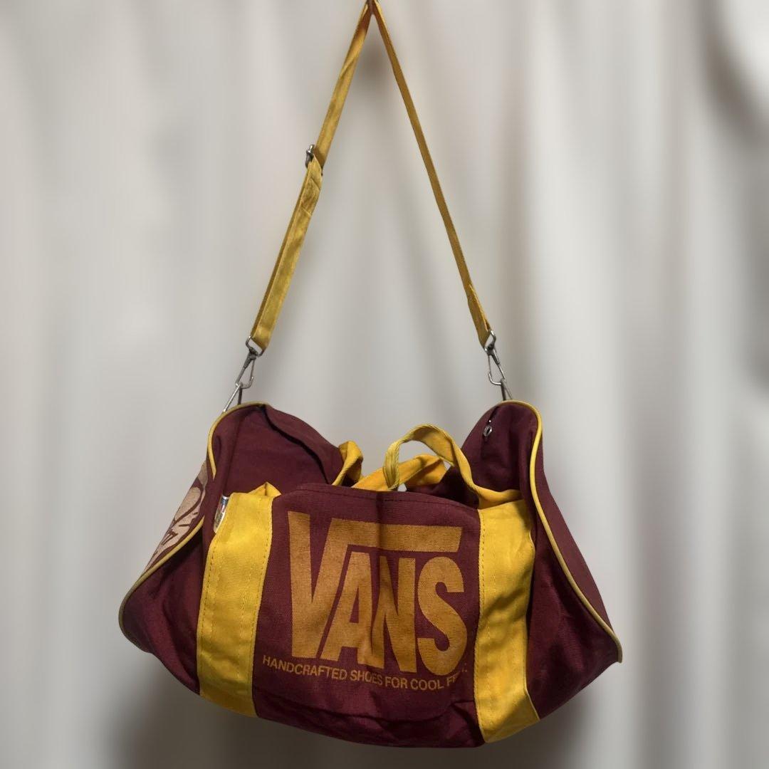 VANS ボストンバッグ　ドラムバック　 バーガンディ/イエロー