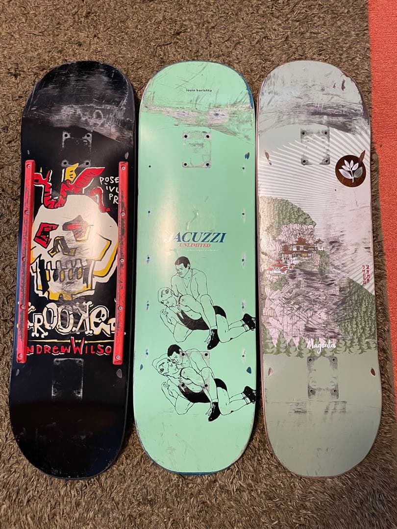 [pipiman893]スケートボードデッキ3枚(レールバー付き)セット