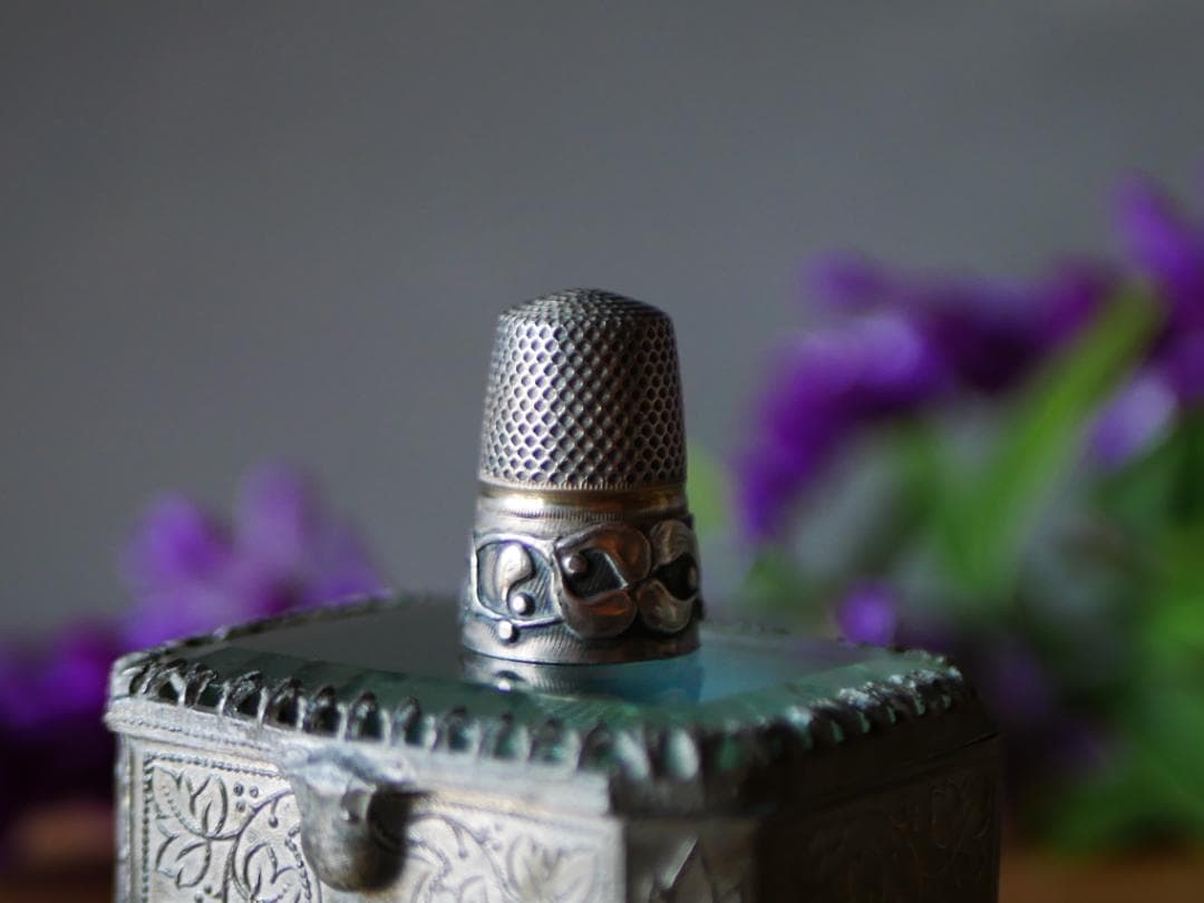 純銀　ヤドリギ　フレンチシルバー　指ぬき　フランスアンティーク　アンティーク