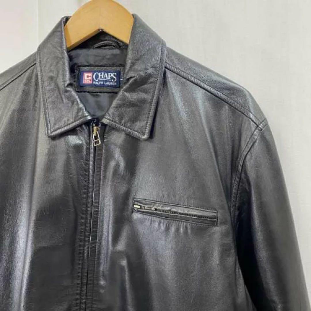 CHAPS ブラック シングルライダースジャケット