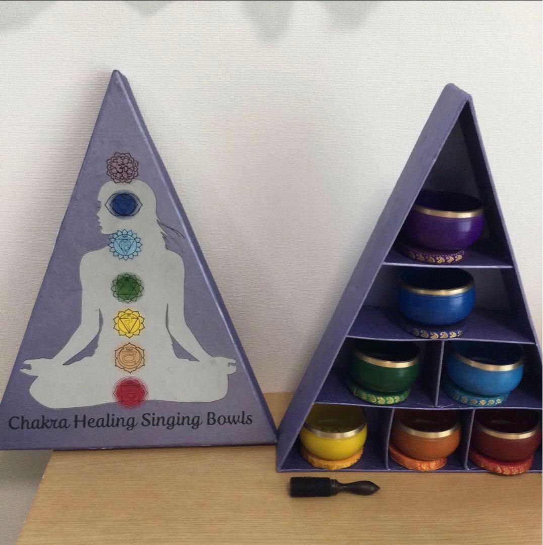 セブンチャクラ　ヒーリングシンギングボウル　7個セット　箱付き　中古
