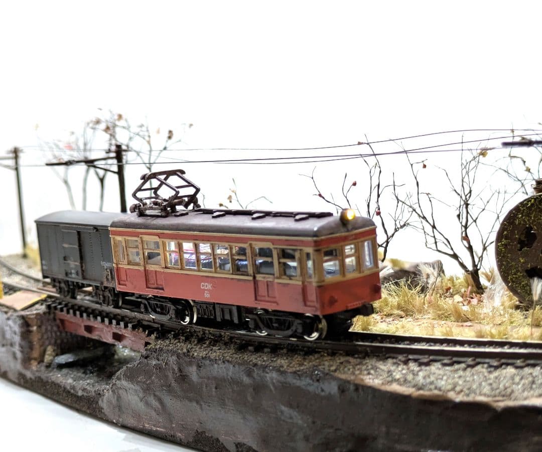 林*和様 Nゲージ・ジオラマ【貨車を繋いだ地鉄電車・秋】※車両付き