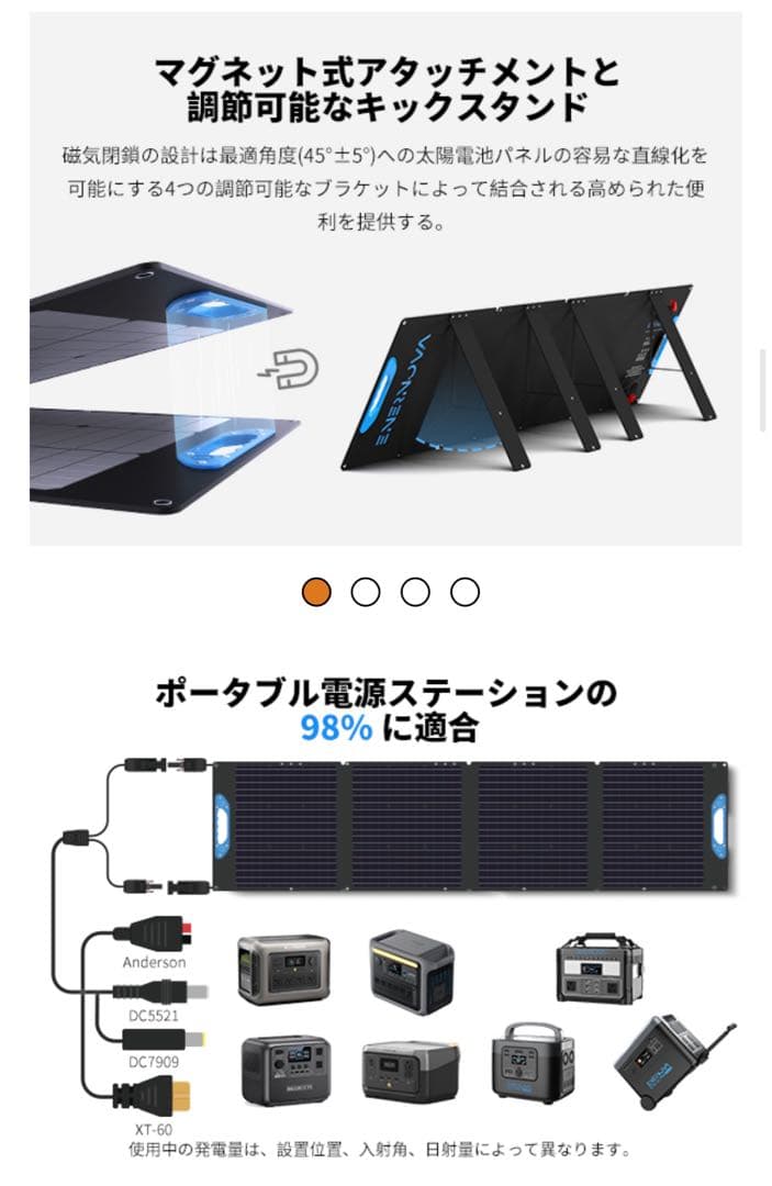 ENERNOVA ソーラーパネル 200W 折りたたみ式高変換効率単結晶