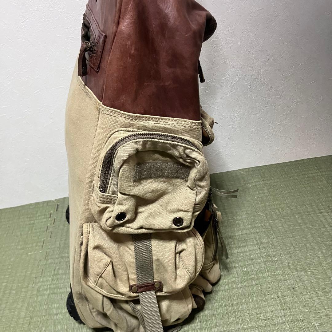 H*E様 【極希少】DIESEL キャリーバッグ レザー 迷彩 ミリタリー