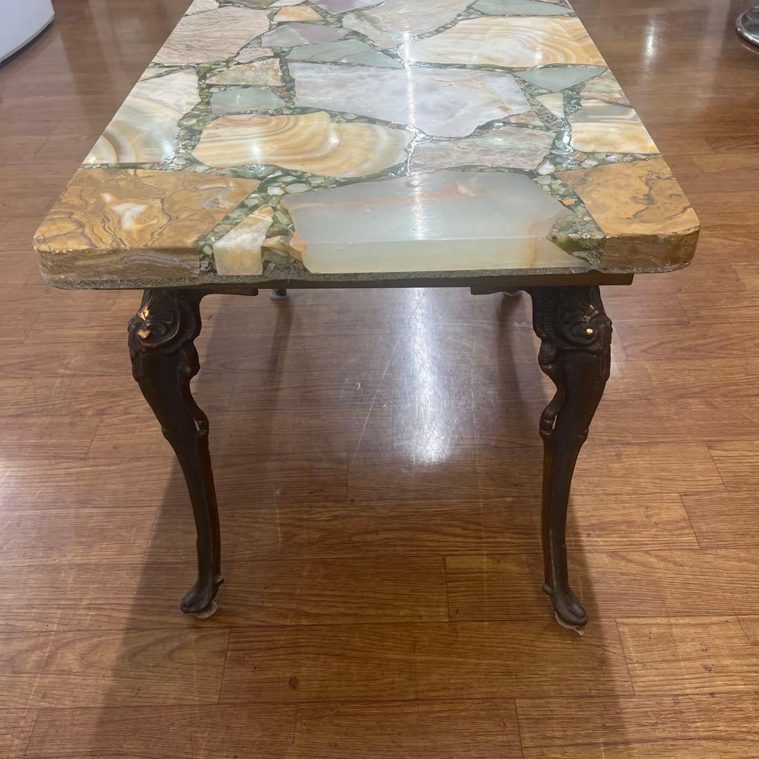 アンティーク イタリア オニキス コーヒーテーブル 大理石 天然石 タイルトップ