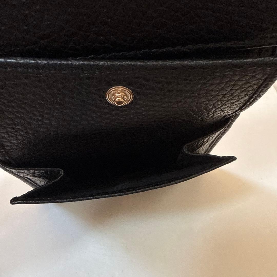Gucci ブラックレザー 三つ折り財布　黒
