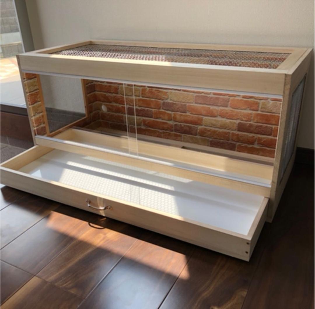 新品未使用　木製ケージ　ハリネズミ　ハムスター　小動物　引出し付　カスタムベース