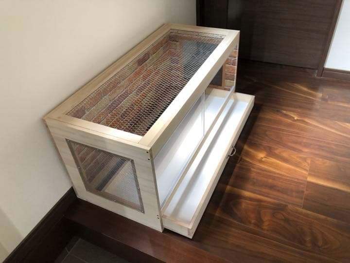 新品未使用　木製ケージ　ハリネズミ　ハムスター　小動物　引出し付　カスタムベース