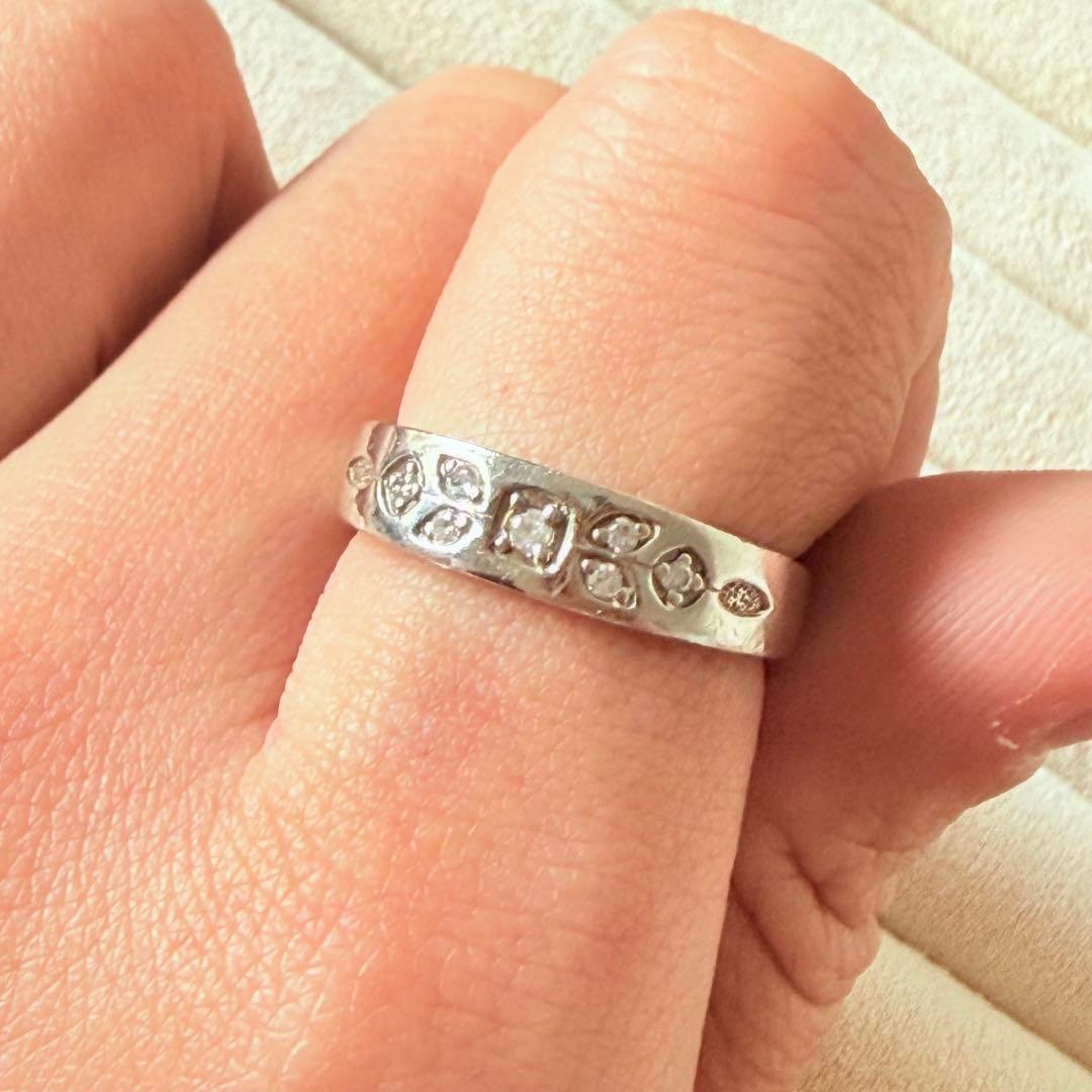 agate SILVER Pt200 ダイヤモンド リング 11 号0.08