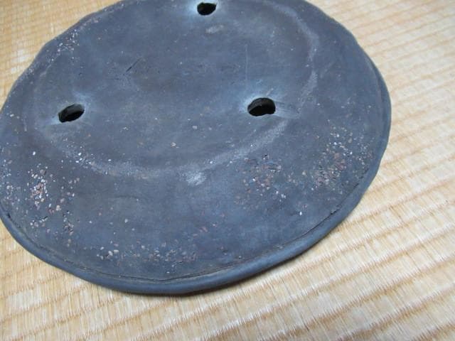 ◆美品 1970年頃◆常滑鉢 柴田馨山作 円花形 南蛮 茶色の烏泥 和鉢/盆栽鉢