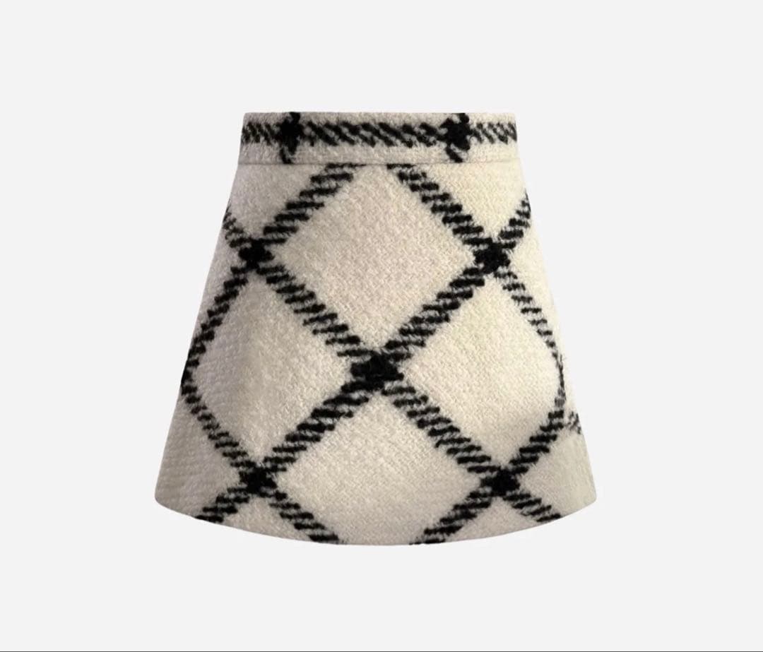 パンツ sheller big check BISHU pure wool skort