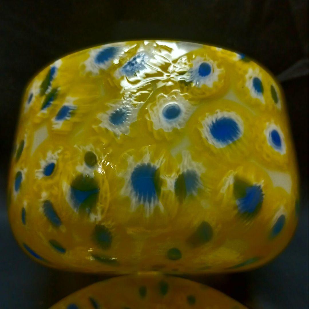 MURANO GLASS 蓋物 イエロー ミルフィオリ お碗