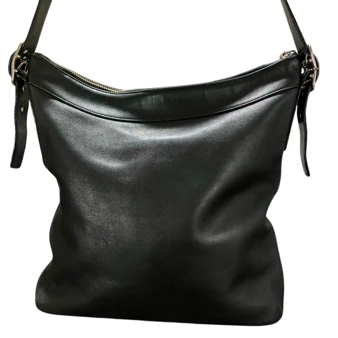 COACH オールドコーチ オールレザー ショルダーバッグ ブラック 斜め掛け
