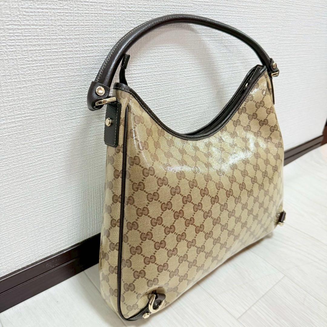 【極美品】GUCCI GGキャンバス レザー ワンショルダーバッグ