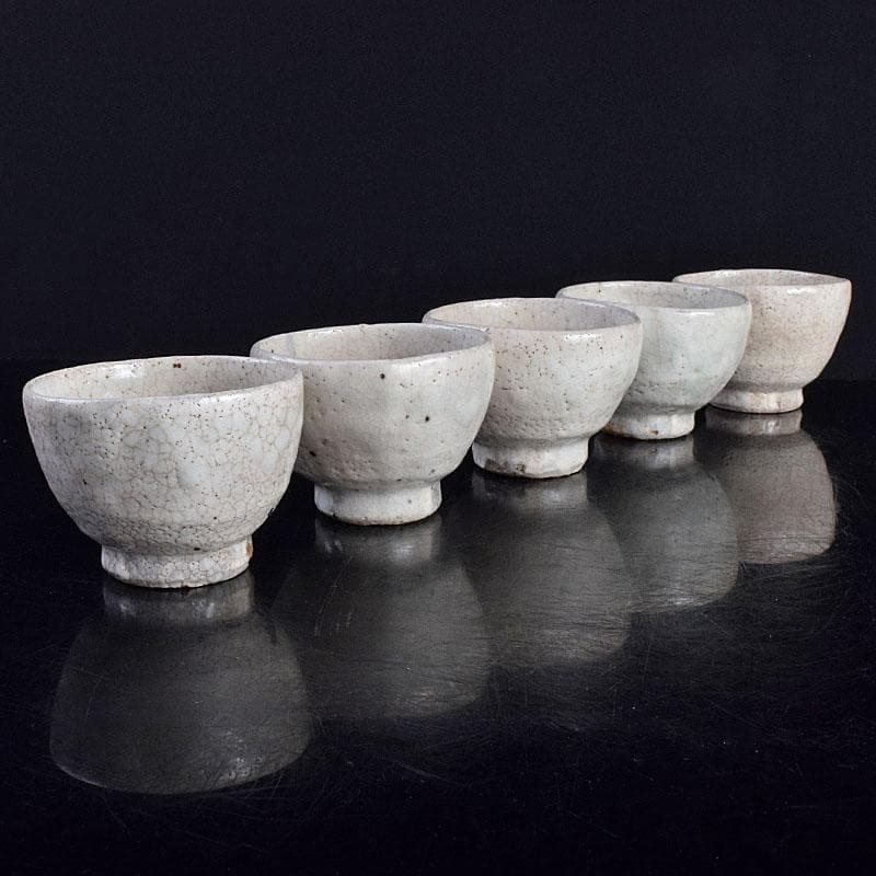 和食器　大萱　窯下窯　豊場惺也　粉吹　汲出　五客　共箱　二点　M　R9354