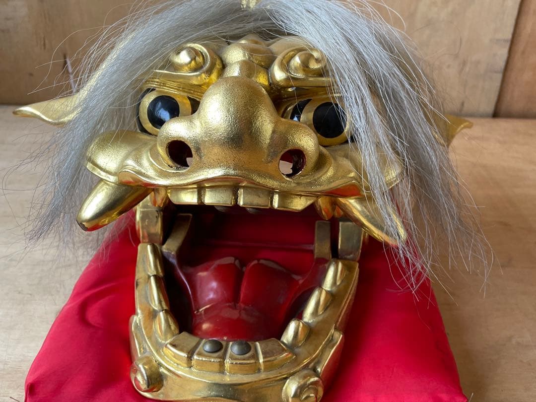井波彫刻　獅子頭　獅子舞　幅37.6cm 木製