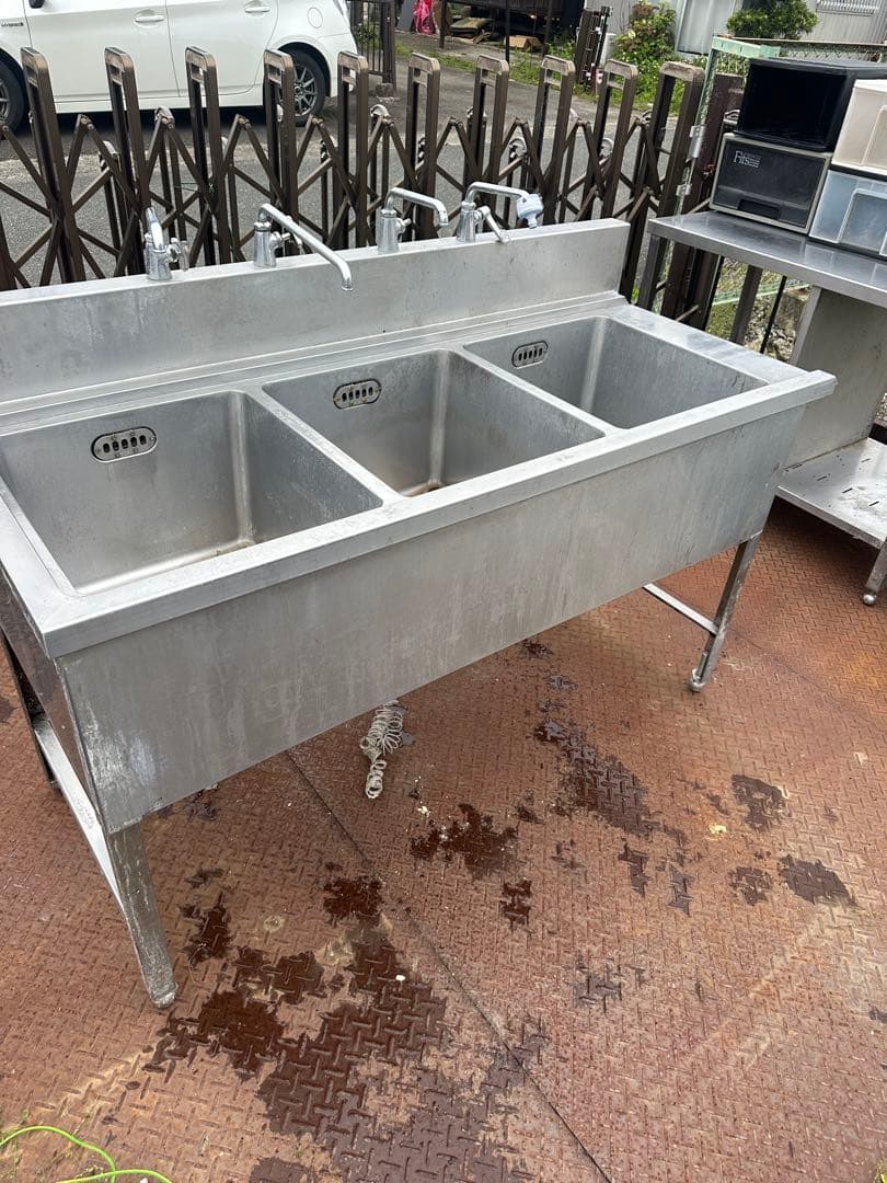 3槽シンク 1500×670×960 3層流し台 中古厨房