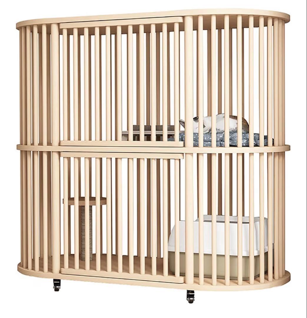 木製　キャットケージ　大型　2段 キャスター付き