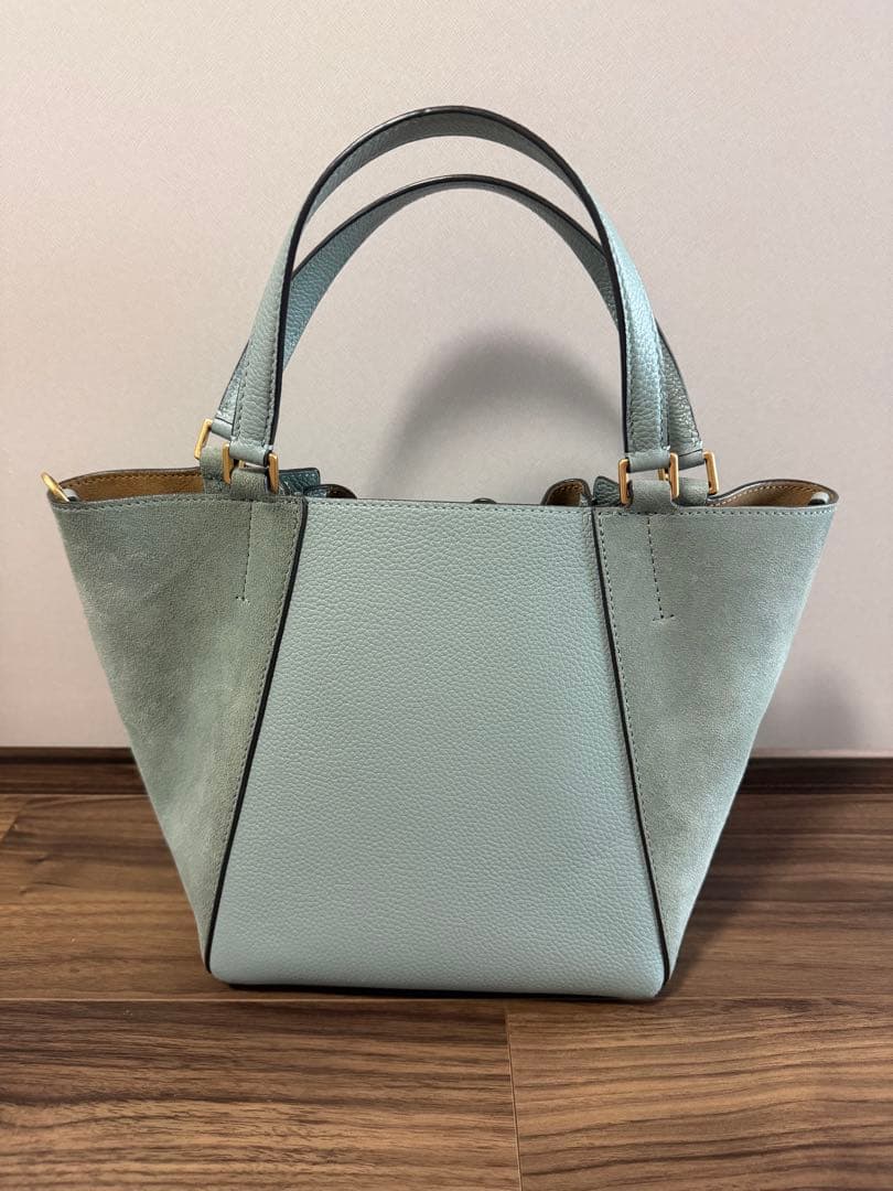 トリバーチ　ライトブルー レザー 2wayバッグ　❤️美品❤️年明けお値下げ❤️