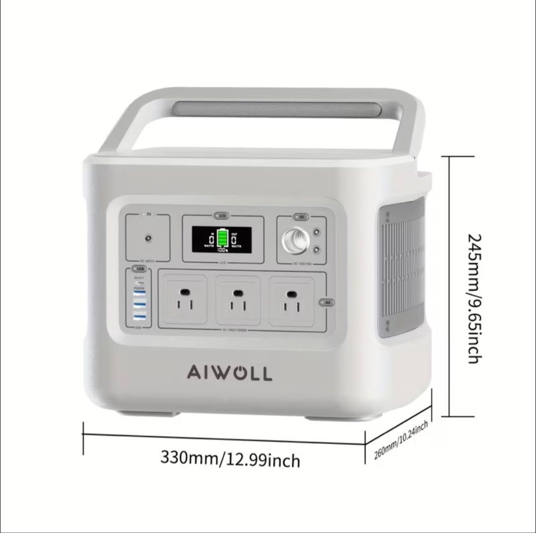 AIWOLL ポータブル電源 リン酸鉄リチウム 1024Wh 1000W