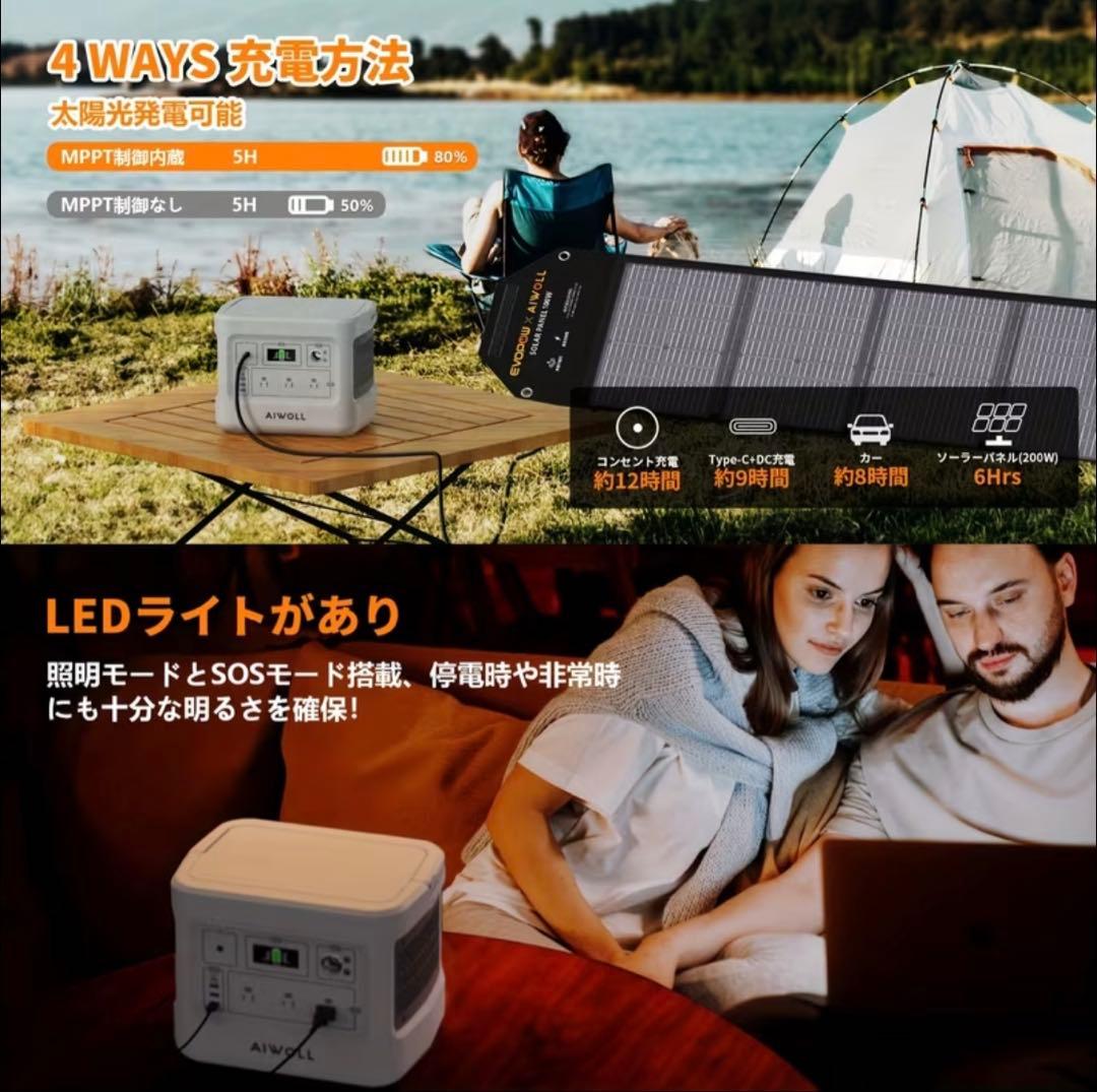 AIWOLL ポータブル電源 リン酸鉄リチウム 1024Wh 1000W