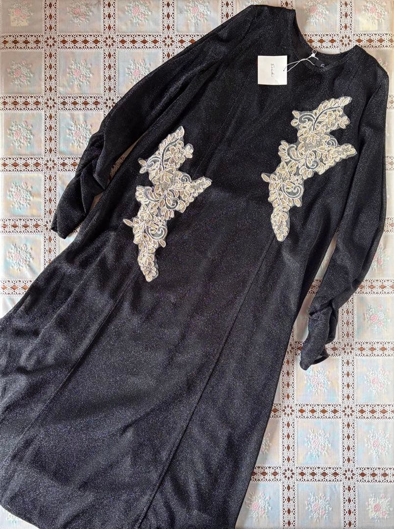 新品タグ付 Ezick Sparkle sheer モチーフレースセットドレス