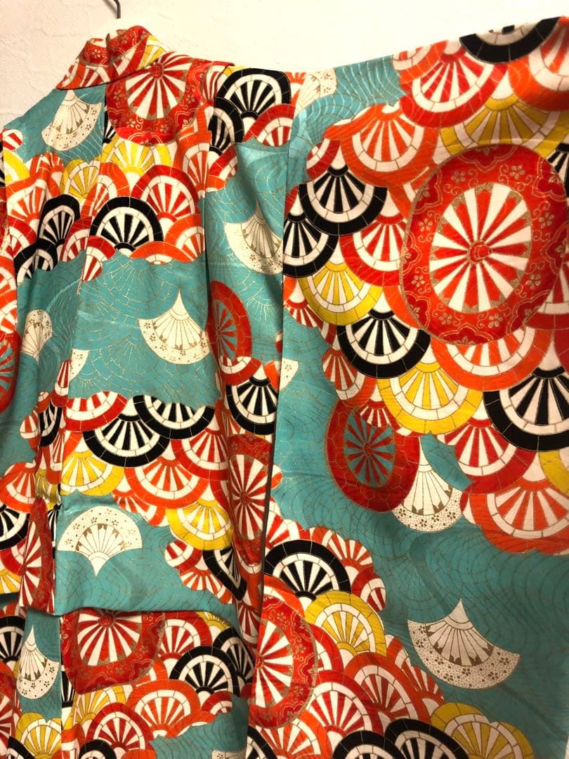 着物　七五三　レトロ　水色　女の子　アンティーク　7歳　5歳