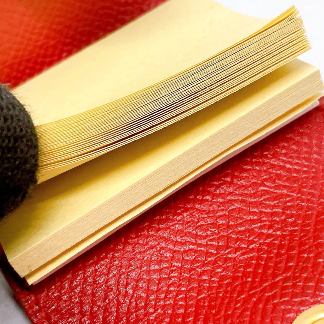 894 エルメス　ポストイットケース　エプソン　革　メモ帳　赤