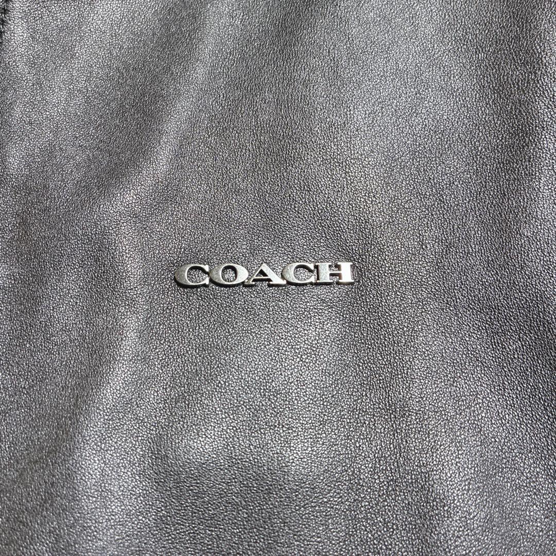未使用級　COACH ライダースジャケット　ラムレザー　シグネチャー　黒　ロゴ