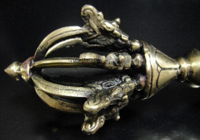 チベット密教法具　九鈷杵（アンティークゴールド）-大