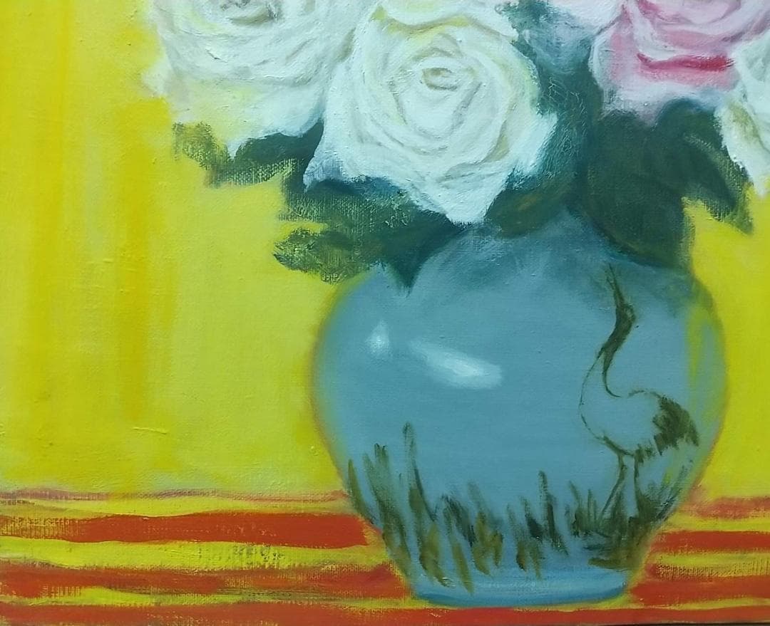 F8 「薔薇」A 油絵 油彩画 絵画 アート 静物